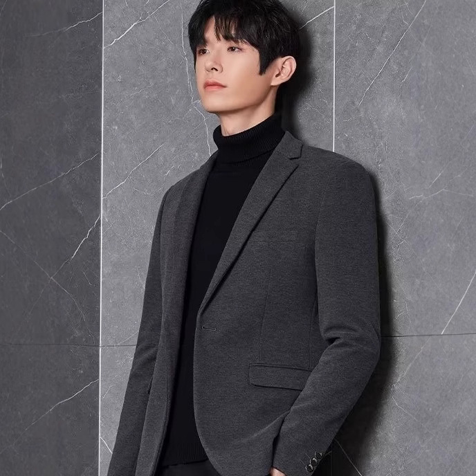 Autumn and Winter Men's Casual Suit Jacket Slim-fit Korean Style Handsome Woolen Small Suit suit Top Single Piece Trendy