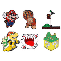 馬里奧遊戲胸章徽章服裝背包飾品合金配飾別針跨境外貿滴油胸針新