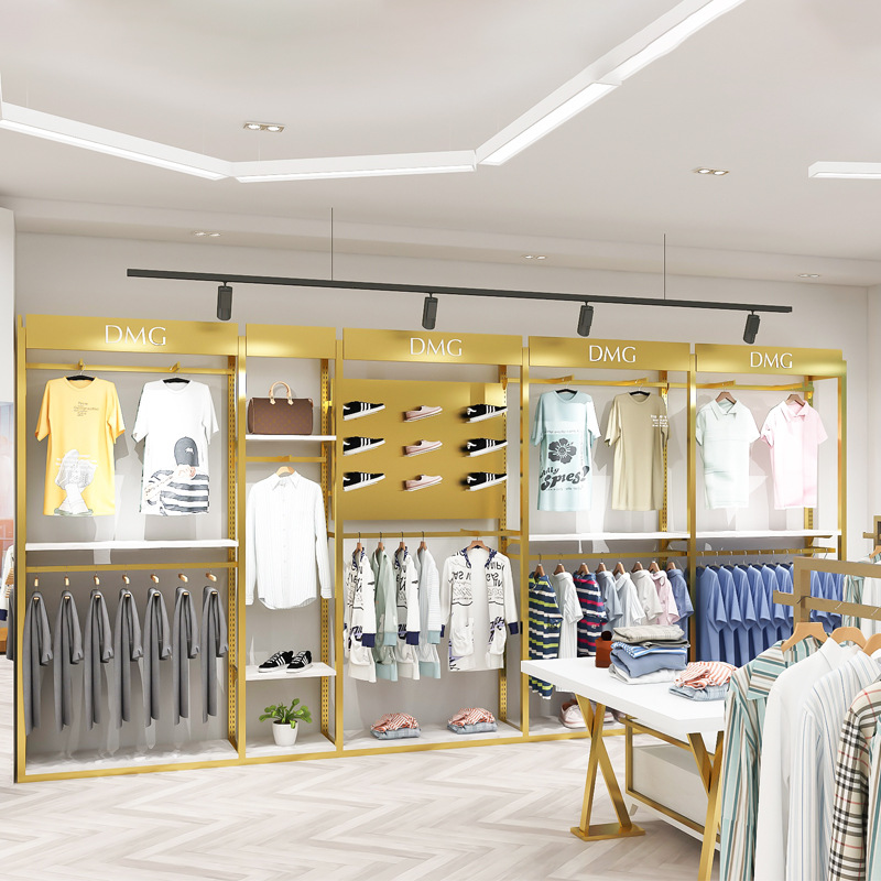 Perchero de ropa para hombre de acero inoxidable, expositor de tienda de ropa específico para trajes, expositor de pie personalizable