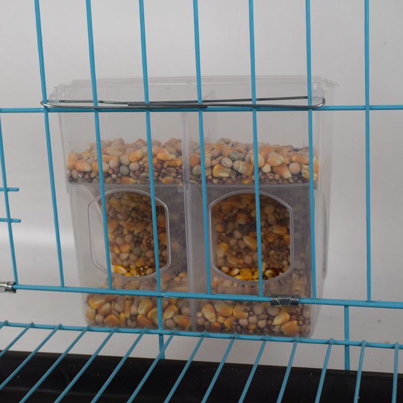 鸽子带铁丝自动食槽挂盒防撒食盒铁丝笼用品用具食槽喂食器下料器