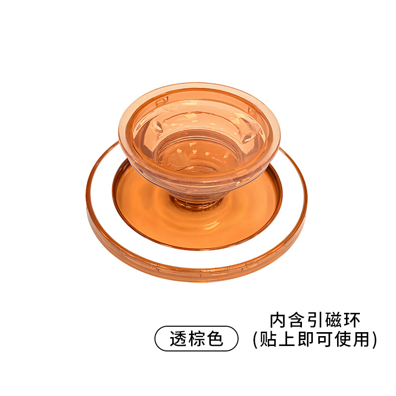 강력 자석 - 투명 갈색 평면 (기본 투명 비닐 포장, 자력 유도 링 포함)