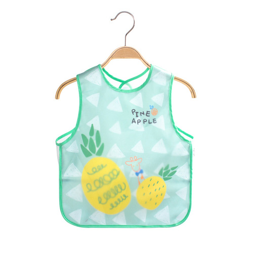 Cute children's smock baby double layer sleeveless apron waterproof eating bib cartoon anti-dirty eva saliva napkin