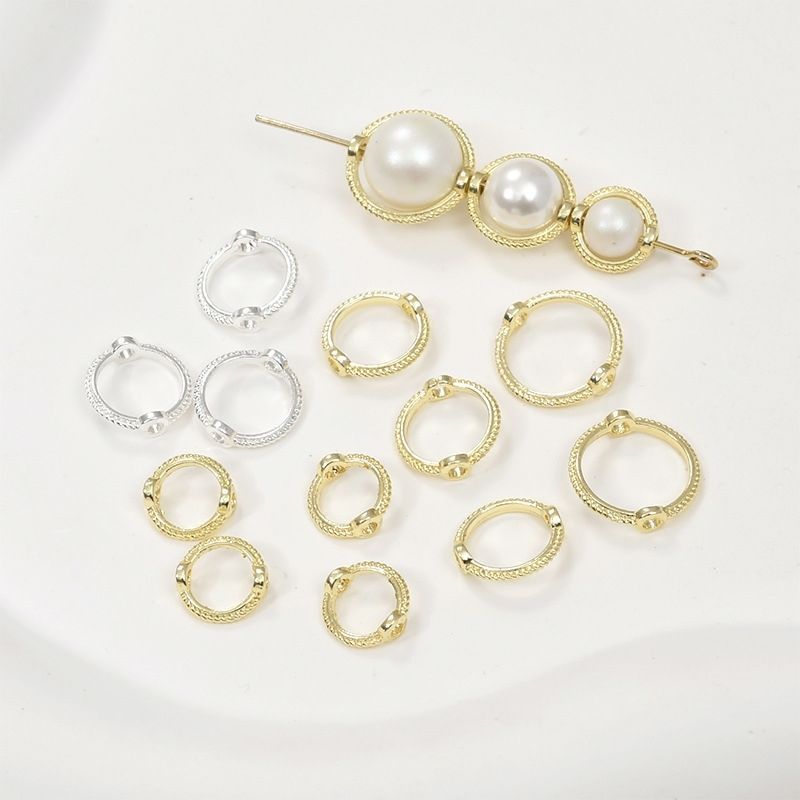 手工串珠18K真金保色花边套珠包珠圈 麻花双孔珠环手工串珠 diy配