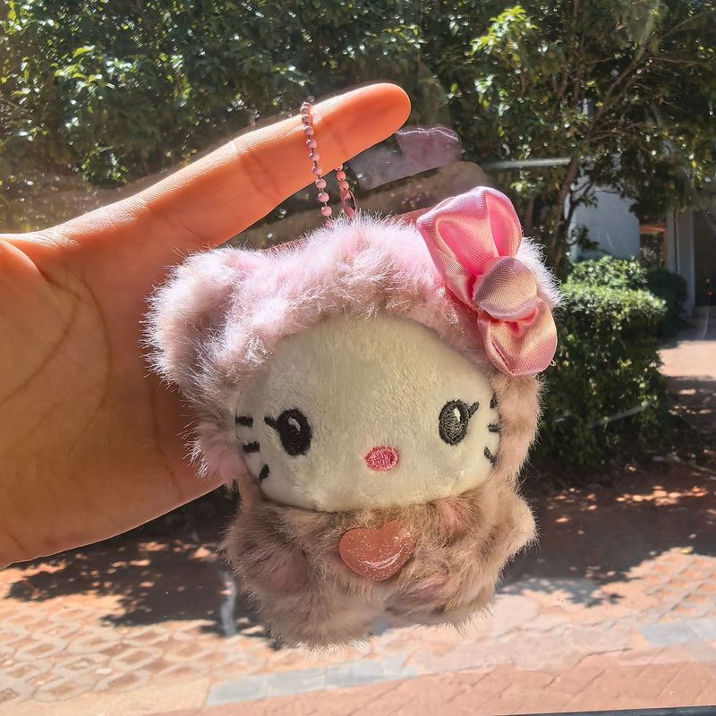 日系可爱三丽鸥拿铁豹纹Kitty库洛米玉桂狗毛绒公仔钥匙挂件玩偶|undefined