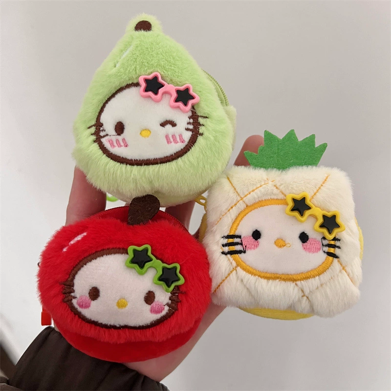 Мультяшная фруктовая серия, яблоко, груша, ананас, мягкий кошелек для монет, портативная круглая сумка для наушников, мини-маленькая сумка для женщин