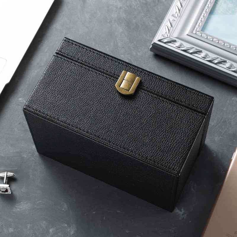 In stock litchi pattern Amazon popular car key shielding box RFID mobile phone signal black Pu anti-magnetic box