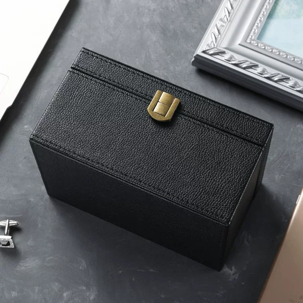 In stock litchi pattern Amazon popular car key shielding box RFID mobile phone signal black Pu anti-magnetic box