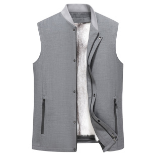 Winter New Men's Whole Mink Cross Mink Vest Removable Liner Fur Vest Mink Coat Baseball Collar Thick