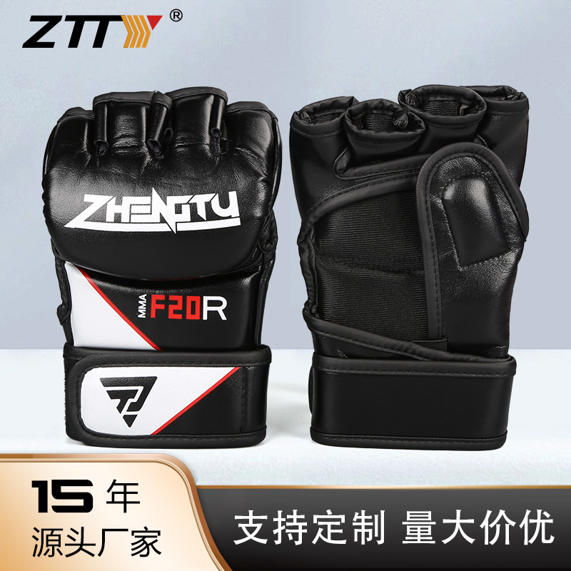 ZTTY Spot Wholesale MMA Microfibra Boxeo Guantes de boxeo Serie UFC con medio dedo