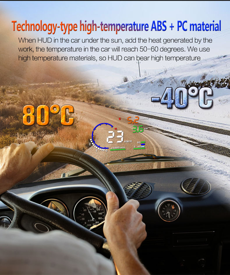 Cross-Border Hot Selling Car Head-Up Display Car Hud Multi-Function Instrument Obd Head-Up Display Supports Customization