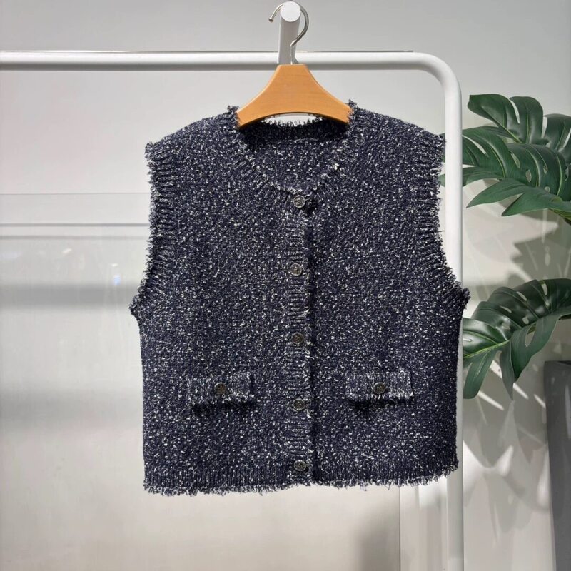Mm Mai Mai 26 Spring New Style Sheep Wool Retro Tweed Sleeveless Knitted Vest for Women 5H2130141 Mm Mai Mai 26 Spring New Style Sheep Wool Retro Tweed Sleeveless Knitted Vest for Women 5H2130141
