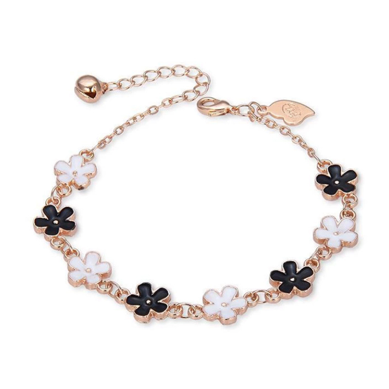Cross-Border New Light Luxury Single-Sided Oil-Dropping Four-Leaf Clover Bracelet for Women Korean Style Simple Ins Good Luck Versatile Girls' Hand Jewelry