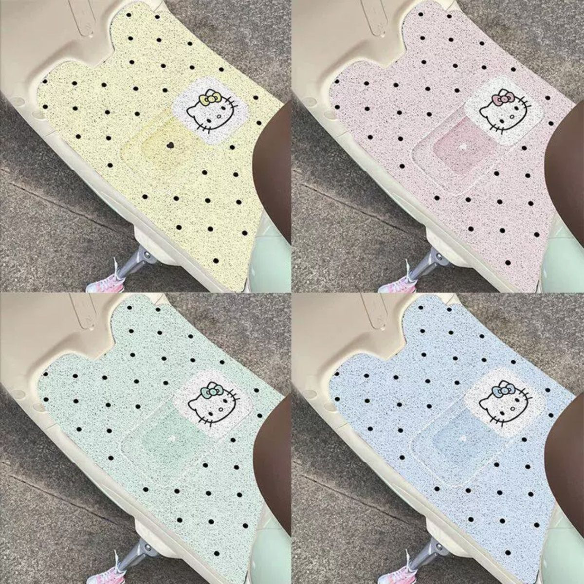 Dropshipping available. Cute cartoon polka dot silk loop floor mat for electric vehicles, waterproof, dirt-resistant, easy to clean, and can be cut to size