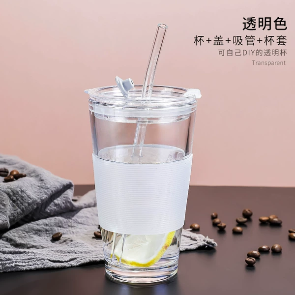 500ml Transparent Cup [Cup Sleeve + Straw] On sale