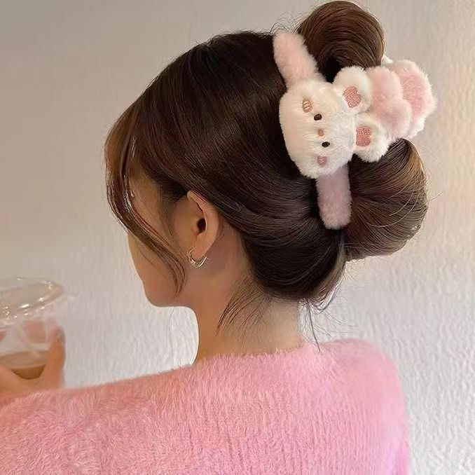 女性の後頭部用の漫画のクマのぬいぐるみヘアクリップ、大きなサメのヘアクリップ、髪のボリュームを減らすためのヘアクリップ、年齢を減らすヘッドバンド|undefined