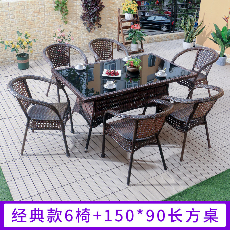 [Transfronterizo] Mesas y sillas de ratán de patio al aire libre Combinación Villa al aire libre Terraza Balcón Juego de tres piezas Mesas y sillas de ocio simples image 20
