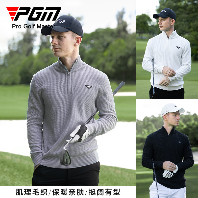 PGM Golf Clothing Men's Sweater Warm Skin-Friendly Wool Top Autumn and Winter Sports Collar Knitted Sweater