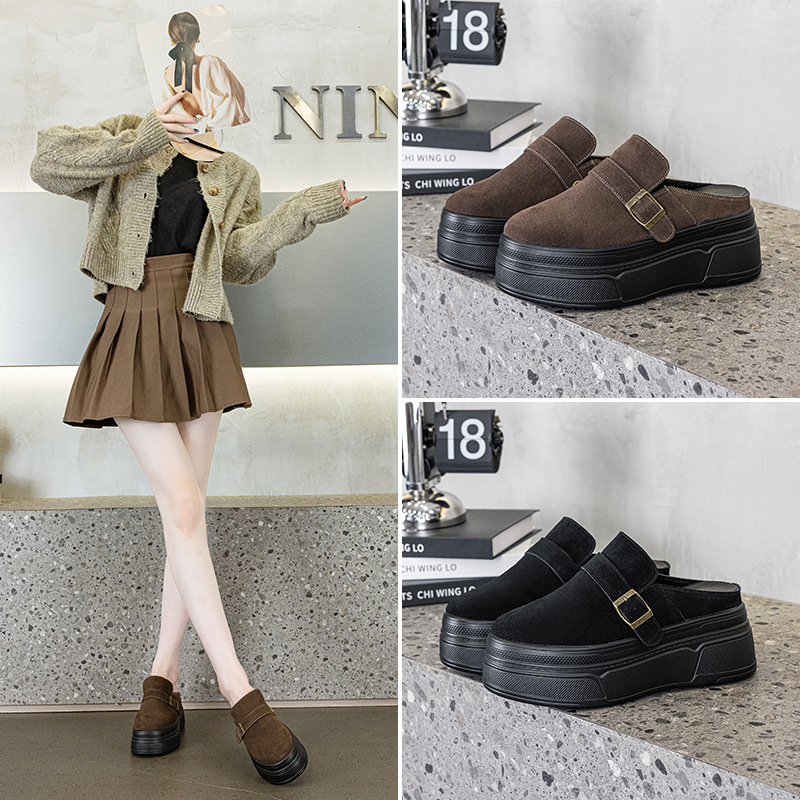 기모 Birkenstocks 신발 여성 2024 년 겨울 새로운 높은새 두꺼운 밑창 스노우 부츠 작은 두꺼운 면 슬리퍼