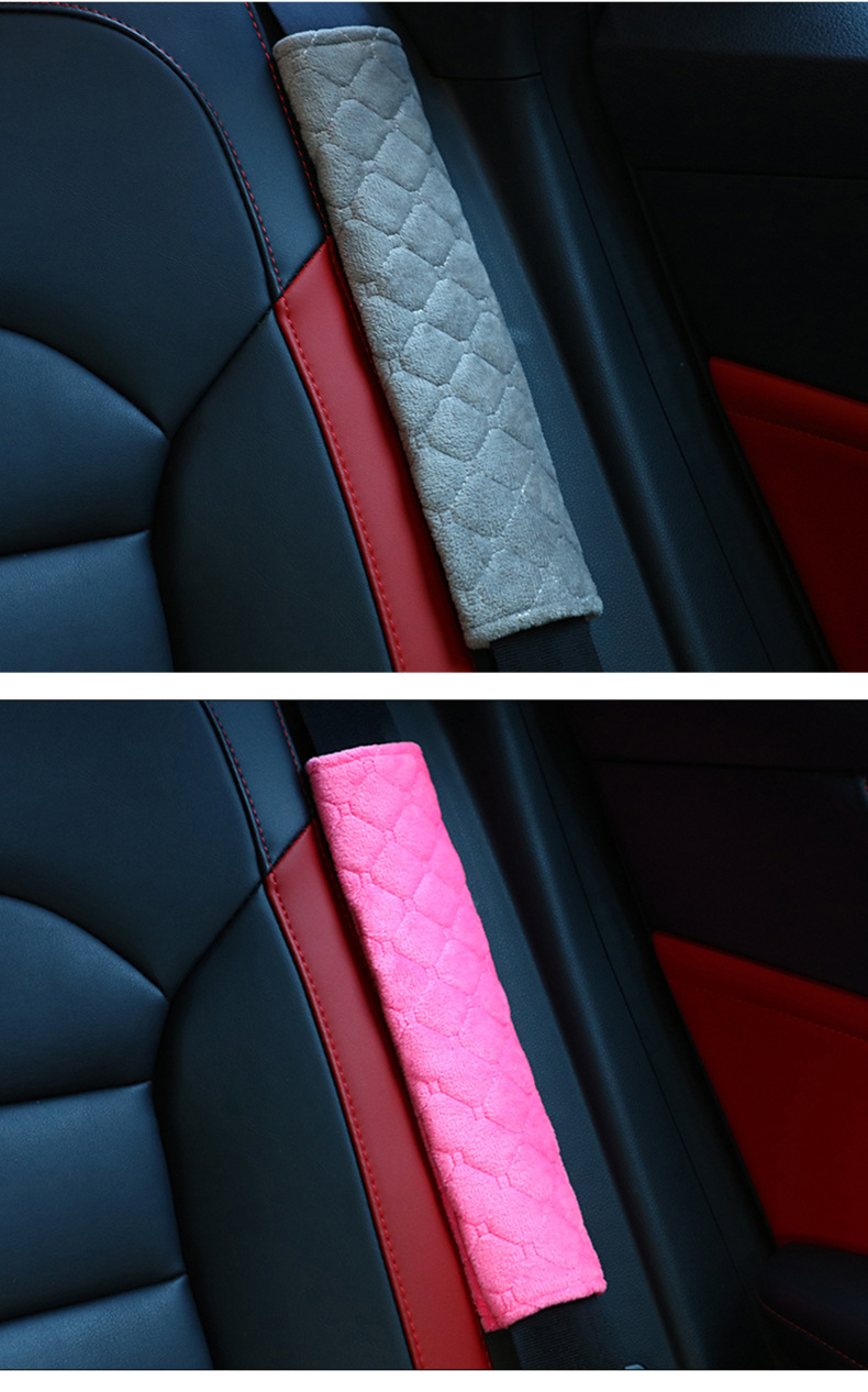 Universal Car Seatbelt Shoulder Pad, Short Plush Plaid Shoulder Pad, Convenient Installation, Stylish Checkered Shoulder Pad