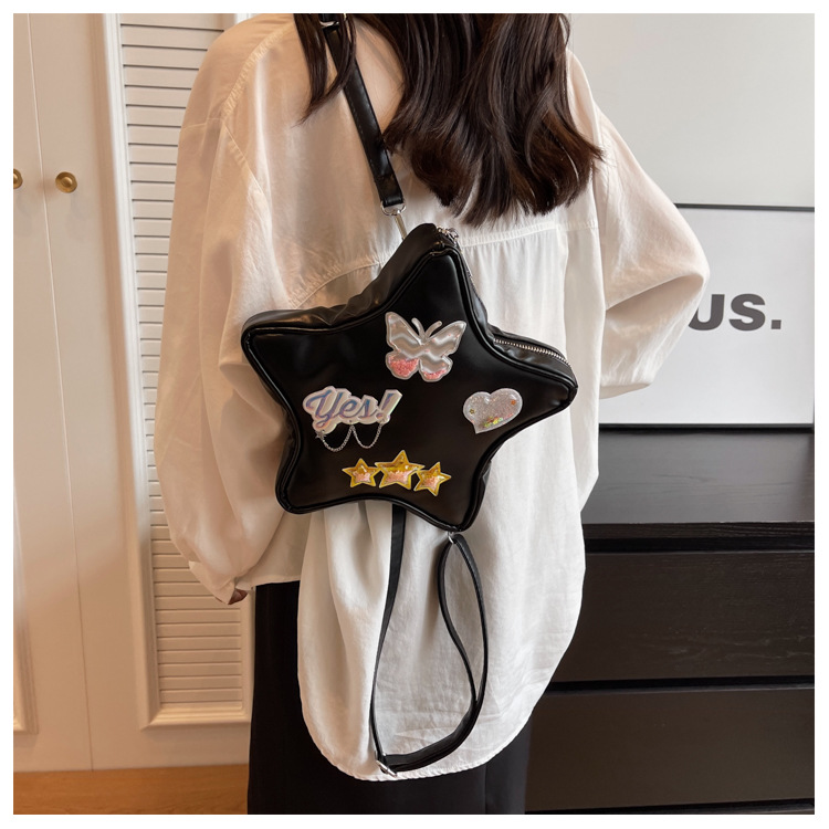 Women's Medium Pu Leather Letter Star Butterfly Streetwear Zipper Fashion Backpack display picture 14