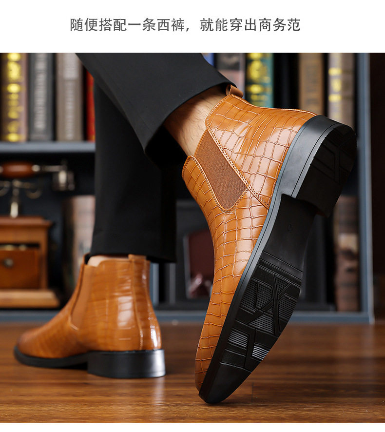 Bốt Martin nam cổ thấp phong cách retro, mũi nhọn, gót 6–8 cm, cỡ lớn — z6066 màu nâu, z6066 đen chi tiết 14