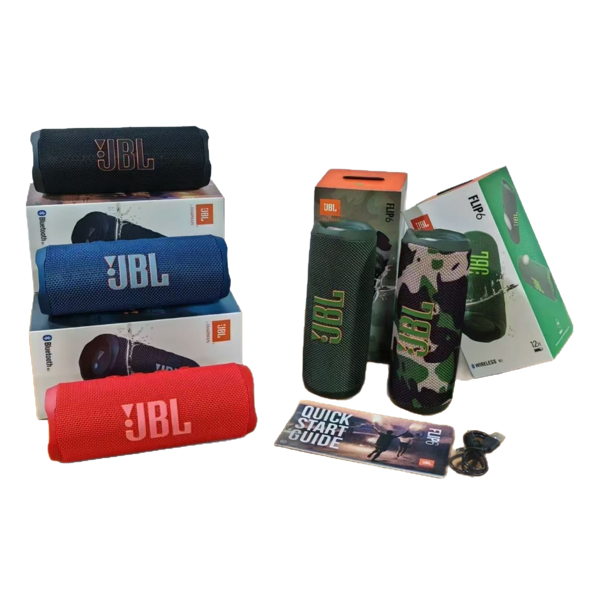 Nuevo altavoz actualizado FLIP6 estampado caleidoscopio Altavoz Bluetooth inalámbrico de sexta generación Subwoofer de red de tela Tarjeta de hogar pequeña