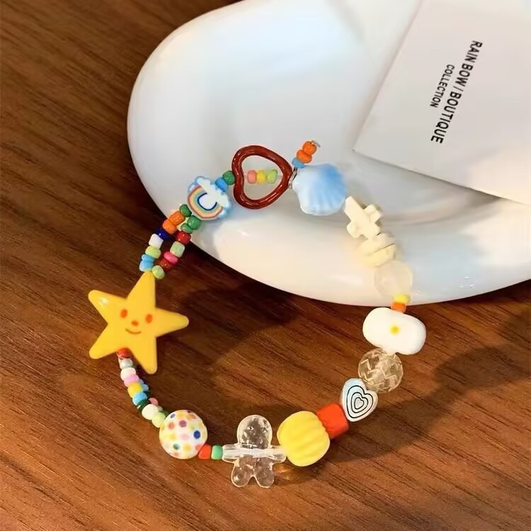 Summer Rainbow Dopamine Small Fresh Color Star Bracelet Girl's Niche Design Cute Elastic Bracelet Bracelet