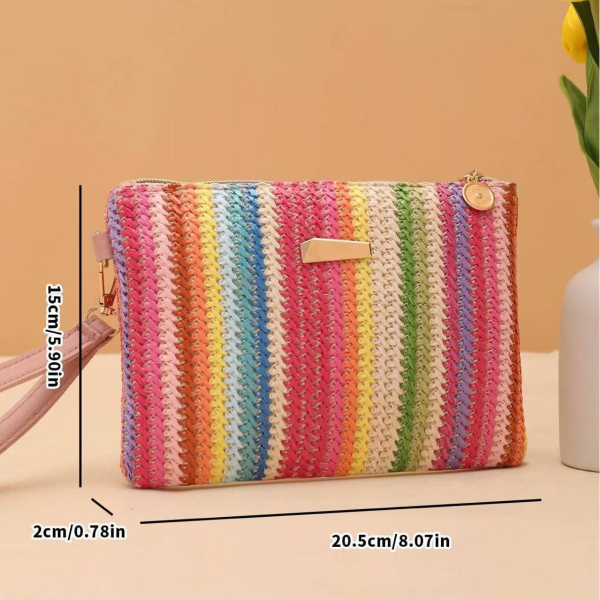 Bolsas de trenzado arco iris de moda transfronteriza para mujeres 2025 nuevo bolso de mano bolso de cambio pequeño bolso fresco bolso de mujer