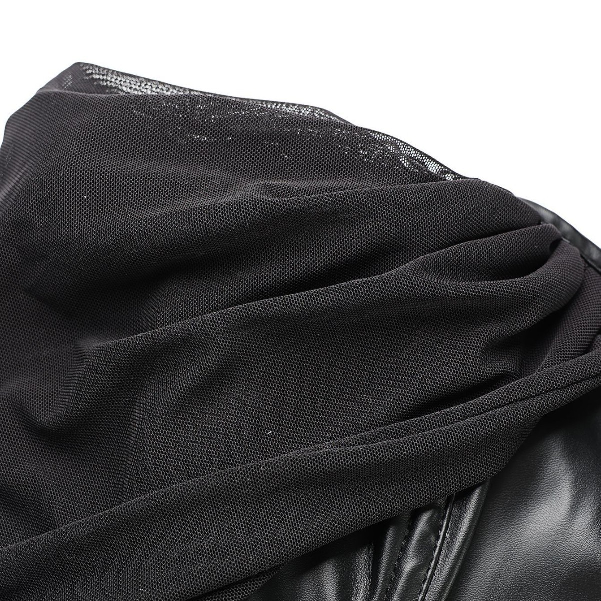 Nuevo hilo de malla, hombro sexy, camisa de cuero TEMU AliExpress, suministro de comercio electrónico transfronterizo