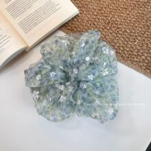 春日薄雾蓝碎花纱质大肠圈仙气发饰少女头花森系发绳发饰头饰精致