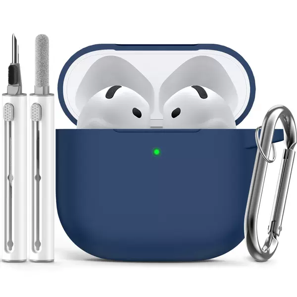 Suitable for Apple AirPods 4/5 generation protective case, silicone earphone shell, cleaning pen, and carabiner – a three-piece set