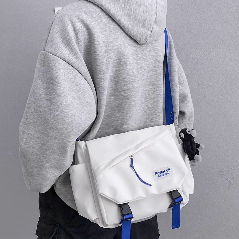 Waterproof Large-Capacity Japanese-Style Workwear Trendy Versatile Travel Multi-Pocket Messenger Crossbody Bag for High School Students and Men