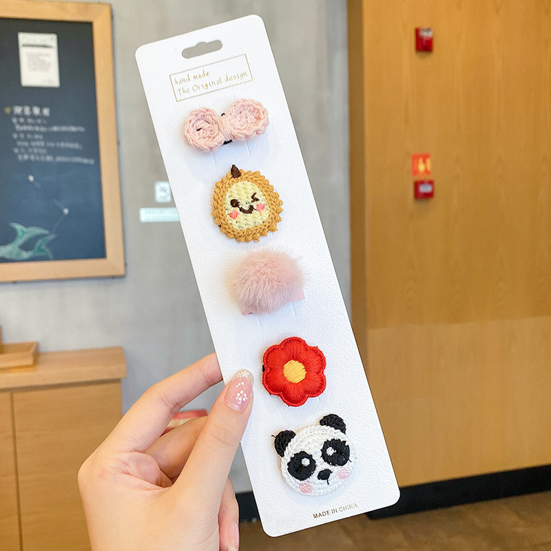 Niños lindos flores de dibujos animados clip para el cabello bebé pequeño clip no lastimar el cabello de la tela de la niña clip de borde de la mejilla