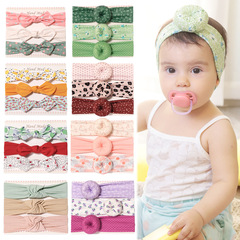 10320 Children's hairband 3-piece set Baby printed solid color bow hair accessories Donut baby headwear set
