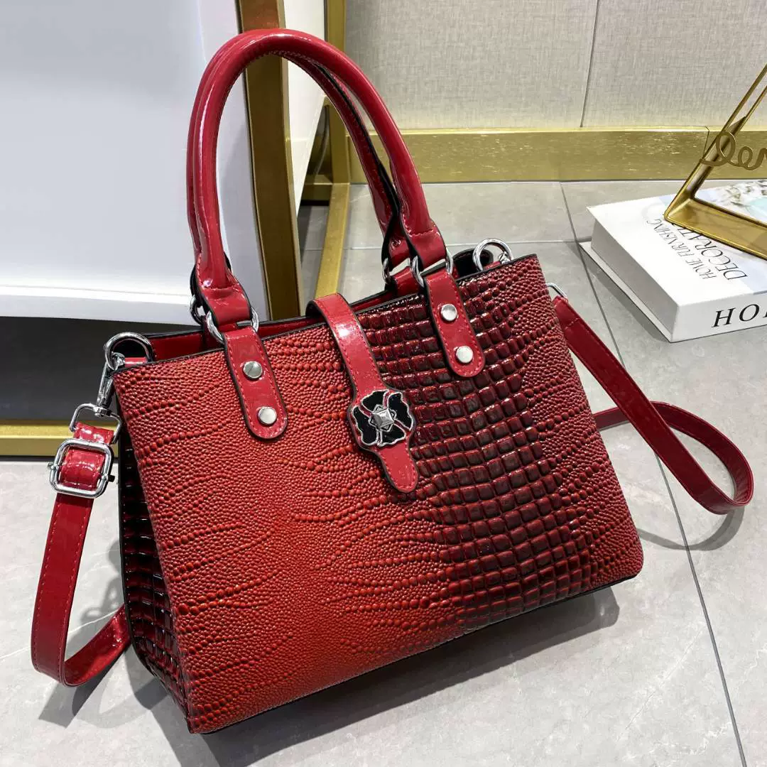 Capacious one-shoulder bag, crocodile print, 2023 collection