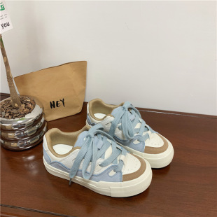 Skateboard Shoes Women's Shoes Student Party 2024 Autumn Leather Canvas Shoes Women's New All-match Ins Casual Shoes Far Wave 5363