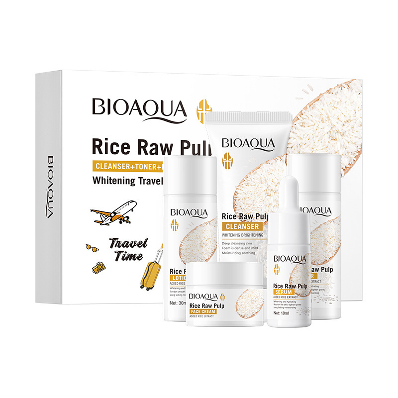 BIOAOUA Set de Viaje de Cinco Piezas con Puré de Arroz Hidratante, Kit de Limpieza e Hidratación, Venta al por Mayor para Comercio Exterior Transfronterizo image 7