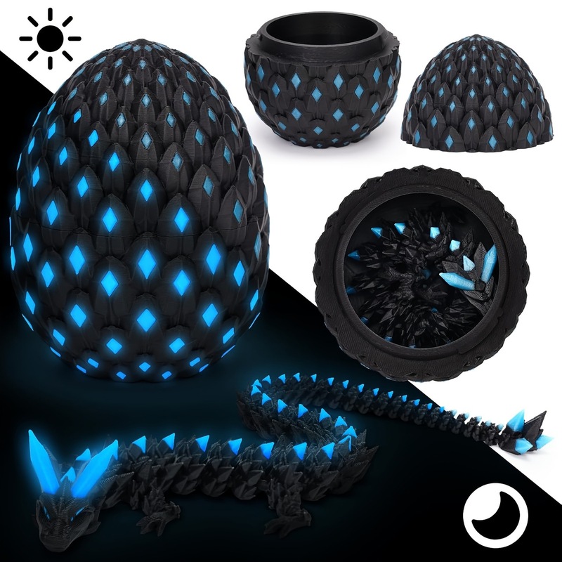 3D打印水晶龙和龙蛋夜光蓝龙蛋玩具减压玩具新奇玩具多色水晶龙蛋|undefined