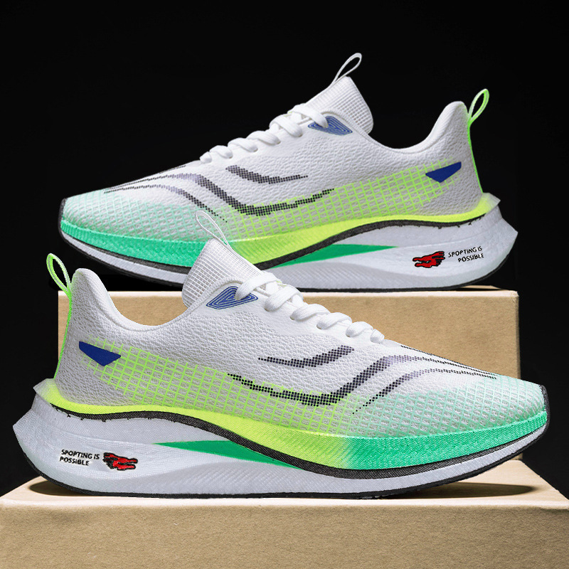 Jinjiang verdadera placa de carbono de palomitas de maíz amortiguador zapatos de carreras ligeros para estudiantes masculinos y femeninos de medición física zapatos deportivos de malla