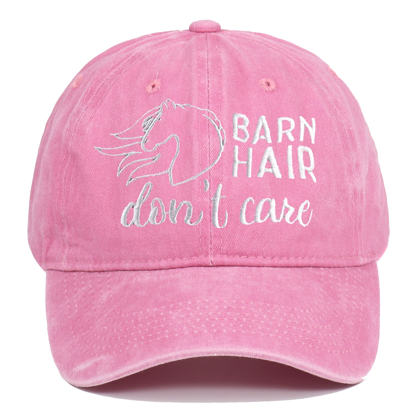 [跨境欧美亚马逊Barn Hair Don’t Care字母刺绣复古做旧水洗帽子]