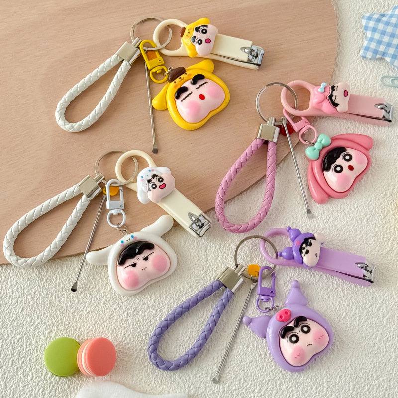 漫画爪切りキーホルダー女装しんちゃんキーホルダーペンダントかわいい爪切り家庭用マニキュア爪切り|undefined