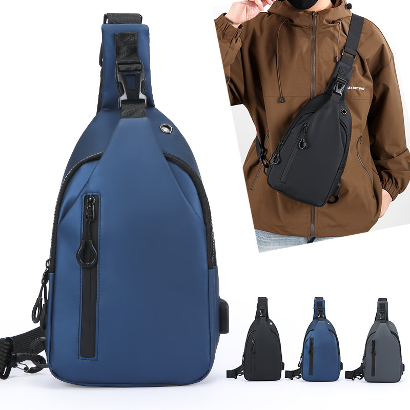 Men's Bag New Style Outdoor Large Capacity Fashionable Simple Casual Trendy Single Shoulder Crossbody Bag Wholesale Dropshipping Men's Chest Bag