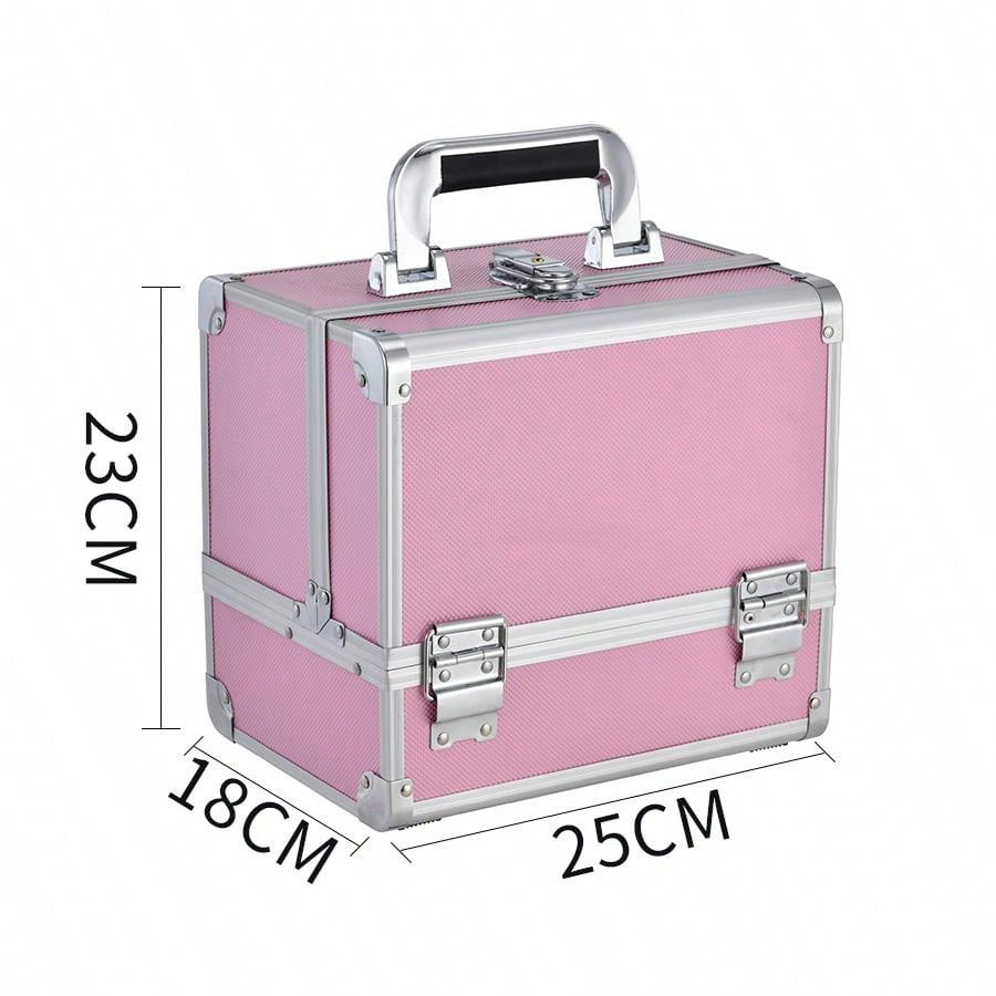 Caja cosmética de aleación de aluminio portátil con patrón de diamante ABS de gran capacidad y sensación avanzada con espejo Caja de almacenamiento transfronteriza y caja de maquillaje