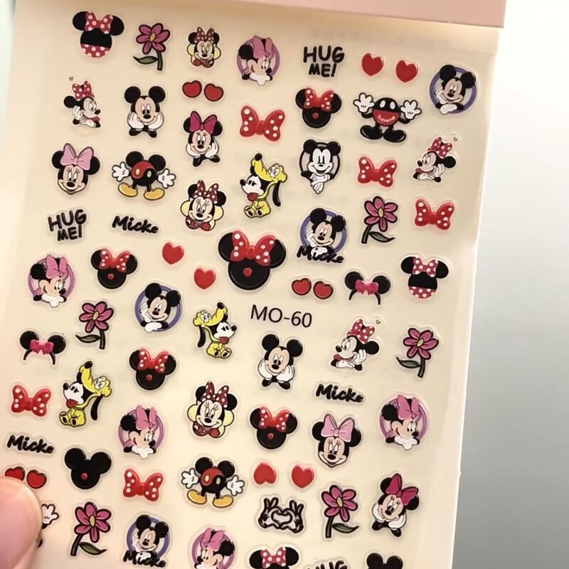 Internet Celebrity Manicure Mickey Mouse Minnie 5D Relief Cute Cartoon Kidsren Girls Nail Stickers Decals Jewelry