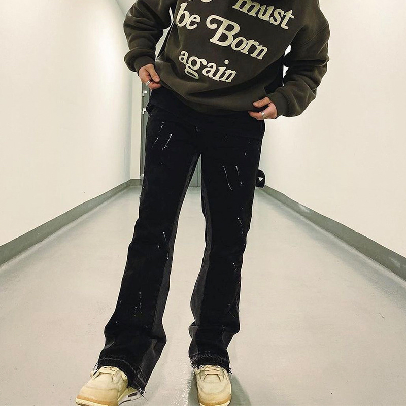 Correct Version Gallery Dept Ripped Splashed Ink Jeans Vibe Style Men's Loose Straight High Street Long Pants