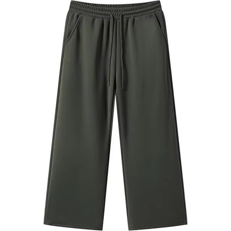 Men's Casual Loose-Fitting Lightweight Wide-Leg Travel Pants with Pockets and Fleece Lining