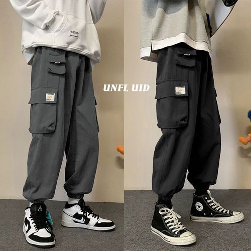 Men's Spring Pants Korean Style Trendy Work Pants Men's Drawstring Pants Loose Nine-Foot Pants Men's Sports Casual Pants