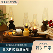 跨境新品led电子蜡烛小油灯圣诞风灯小马灯露营便携应急煤油灯