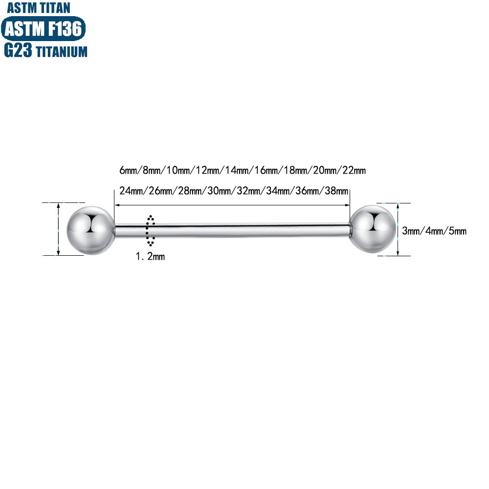 F136 Titanium Rose Gold 5mm Tongue Barbell 1.2mm Straight Internally Threaded Piercing Jewelry for Tongue Lip Eyebrow detail image 7