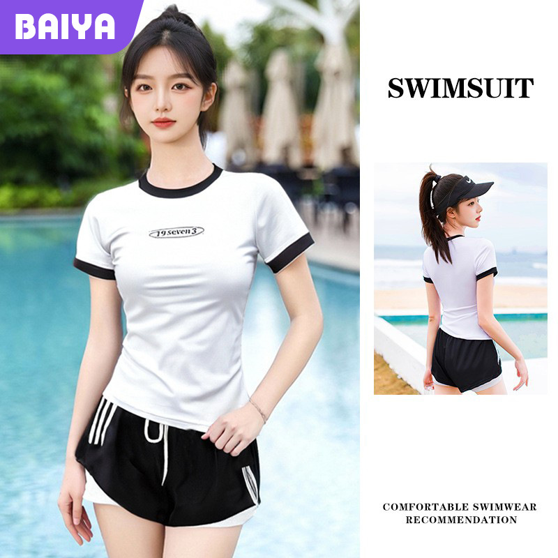 Traje de baño femenino Estudiante conservador de dos piezas piscina dividida adelgazamiento vientre cubierta Delgado traje de baño deportivo traje de baño al por mayor